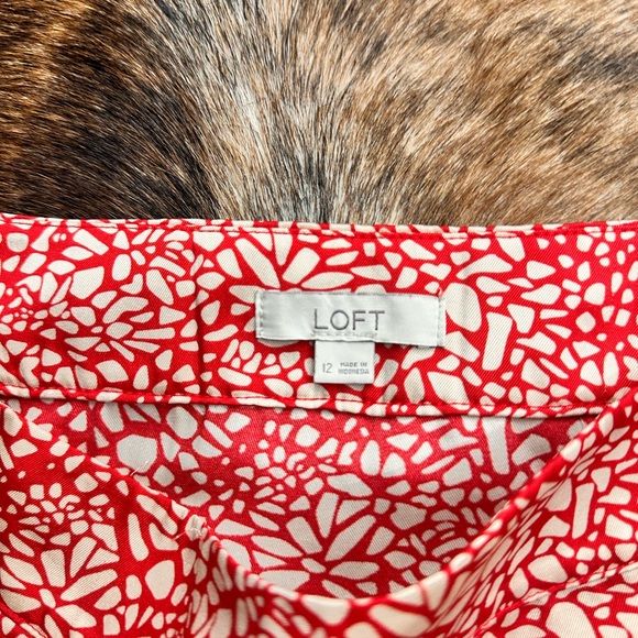 LOFT Vibrant Red and Cream Maxi Skirt - Picture 3 of 4